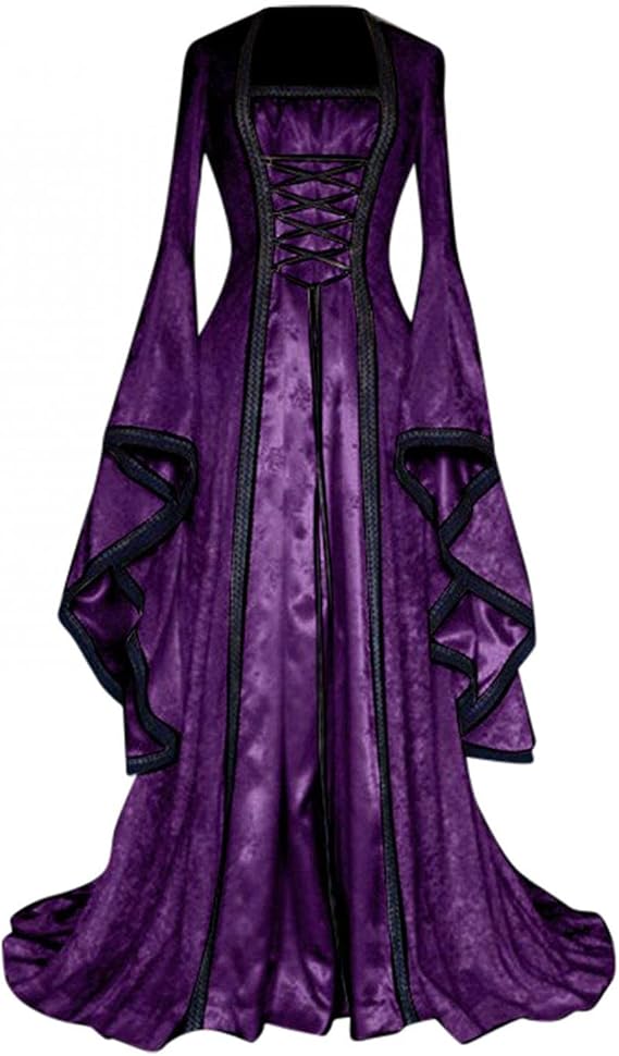 Womens Irish Medieval Dress Plus Size Halloween Costumes Vintage Gown Lace Fancy Cosplay Over Long Gothic Dress