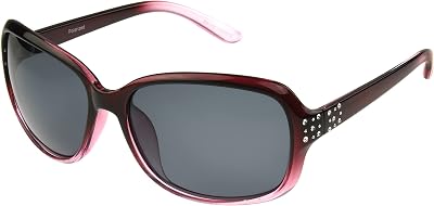 Panama Jack Womens Polarized Studded Rectangle Sunglasses, Purple CrystalLight Purple on Bottom, 59
