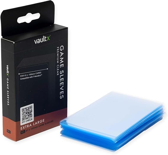 Vault X Extra Large Board Game Sleeves (80 Pack) 67 x 102mm Clear