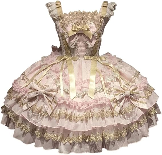 Japanese Lolita JSK Dress Suspender Dress Sleeveless Lace Ruffled Hem Princess Costume Court Party Dresses