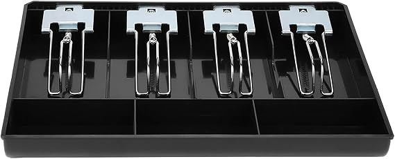 Cash Drawer Register, 13Inch Cash Box Insert Tray Replacement Cashier with Metal Clip 4 Bills/3 Coins for Petty Cash Money Storage Box(black)