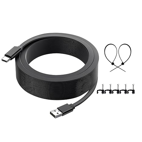 16FT USB C Power Cord for Blink Mini 2, Blink Outdoor 4 Security Camera, Weatherproof, Long Extension Cable Flat, Black