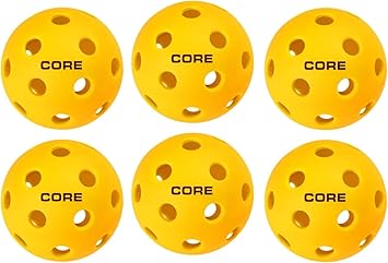 CORE Pickleball- Indoor Pickleball Balls | Professional Durabilty, Easy to See, Consistent Bouce Pickleballs with 26 Holes