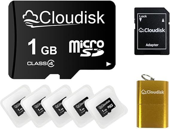 Pack of 5 Micro SD Card 1GB Flash Memory Card C4 with SD Adapter, Card Reader (1 GB)