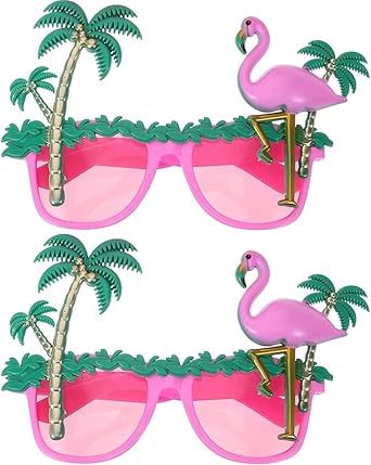 2 PCS Flamingo Sunglasses Novelty Hawaiian Sunglasses Flamingo Glasses Funny Flamingo Party Props Summer Photo Booths