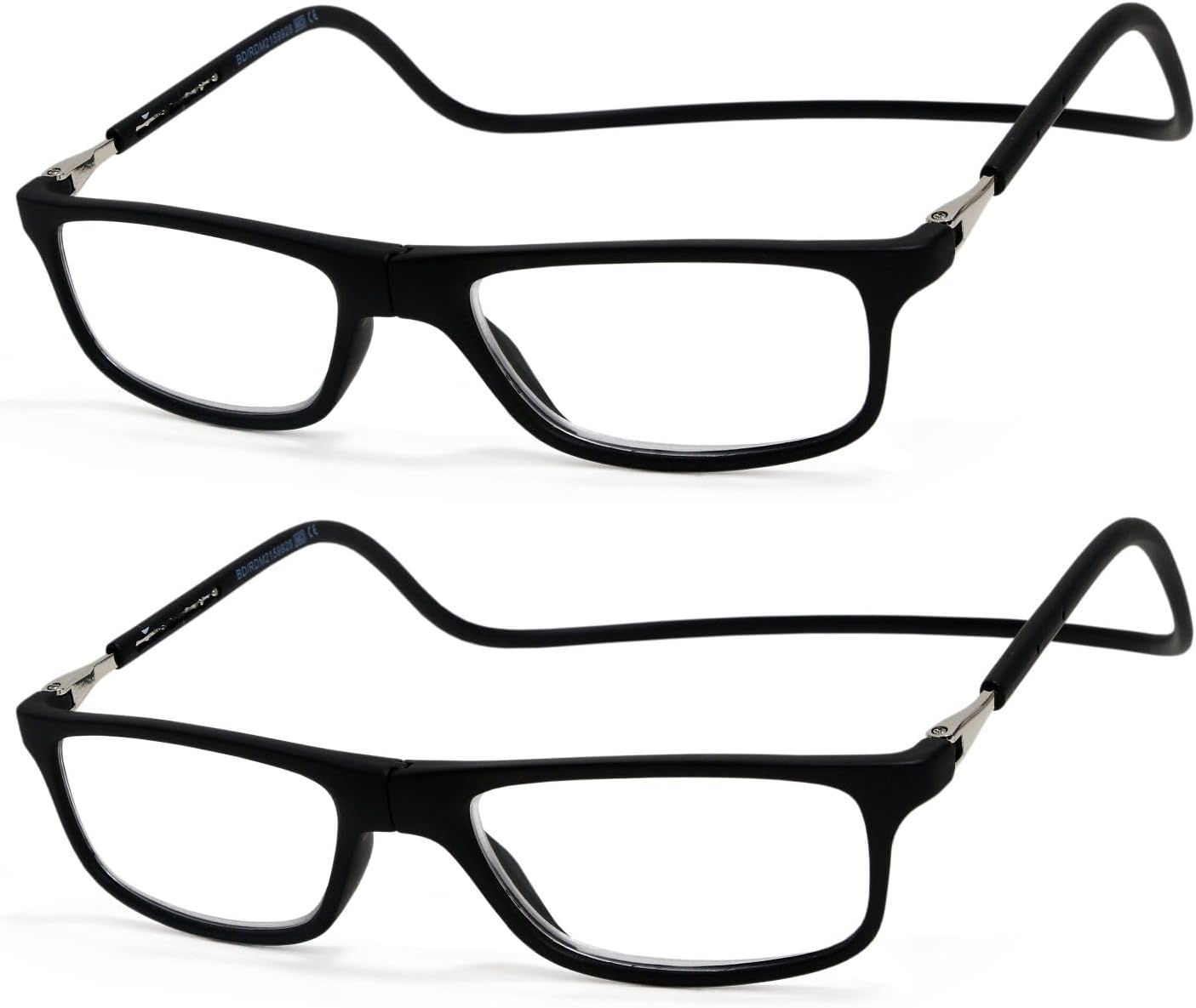 NEW VISION Reading Glasses with Magnetic Closure Pack of 2 Reading Glasses Comfortable Magnetic Closure Front Reading Glasses NV2904 Reading Aid for Men and Women (2SCHWARZC6 2 x)