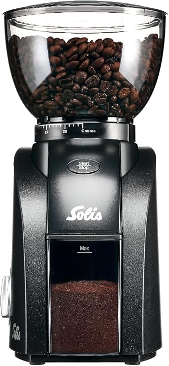 Solis Scala Zero Static Coffee & Espresso Grinder, Black/Black