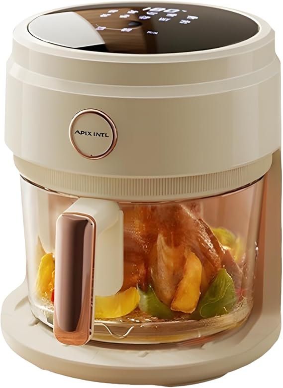 Digital Air Fryer with Glass Window, 3.5L Capacity, Touch Control Panel, 1200W, Cream White