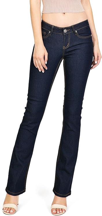 Wax Junior's Womens Boot Cut Blue/Black Jeans - 92000 (7, Dark Blue)