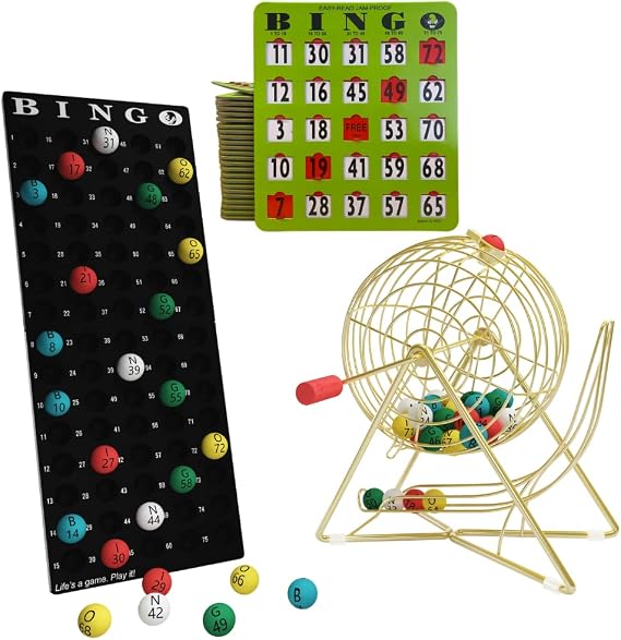 MR CHIPS Bingo Cage and Balls Set with 10 Shutter Slide Cards