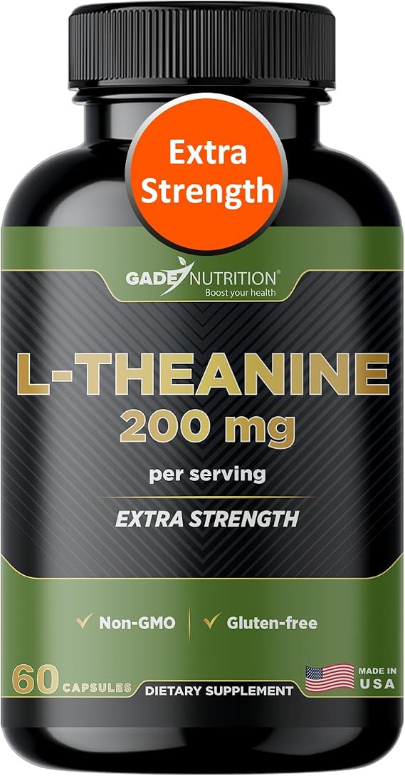 Gade Nutrition L-Theanine Supplement 200 mg Mood & Sleep Support | Vegetable Capsules | Non-GMO, Gluten-Free, Made in USA |