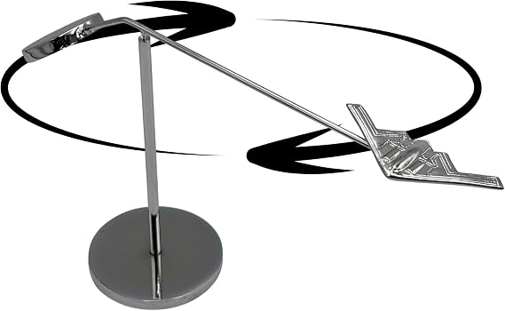 B-2 Stealth Bomber Rotating Model - Premium Chrome Aircraft Display Stand - 360 Balance Kinetic Sculpture - Military Aviation Desk Decor Collectible Gift