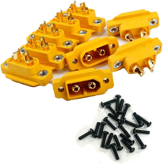 SoloGood Amass 10 Pcs XT60E-M Mountable XT60 Male Plug Connector with Screws for RC Models Multicopter .....
