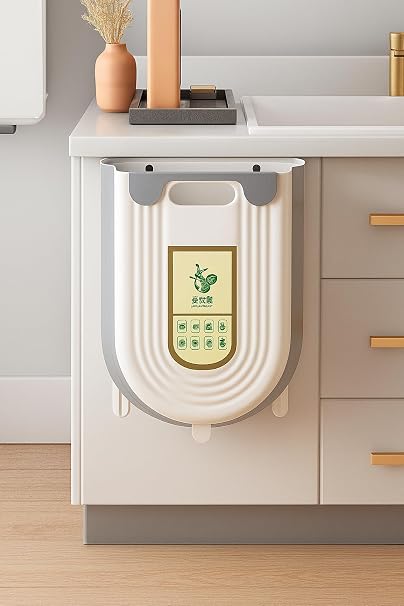 Kyrotech Foldable Bellows Kitchen In-Cabinet Trash Can – 20kg Carrying Capacity, Compact and Durable Waste Bin, Easy Assembled Plastic Trash Can, Practical and Hygienic Use, 13x22x25 cm