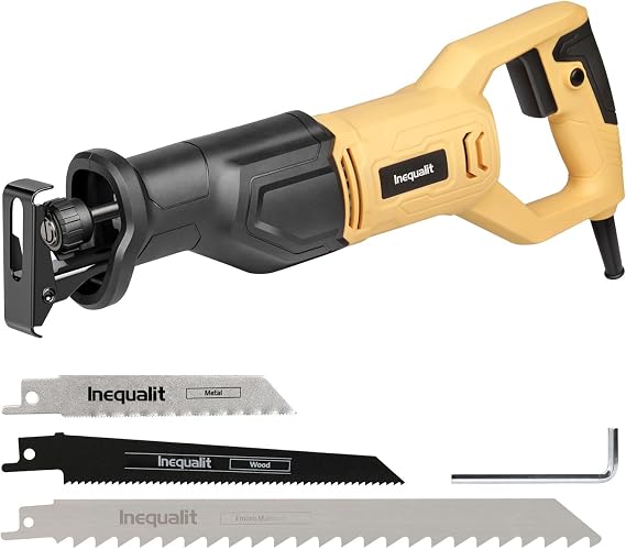 Reciprocating Saw,710W/3000SPM Variable Speed Corded Reciprocating Saw with 20mm Stroke Length, 115mm Max Cutting Depth for Wood, Soft Metal, and PVC Pipes Cutting