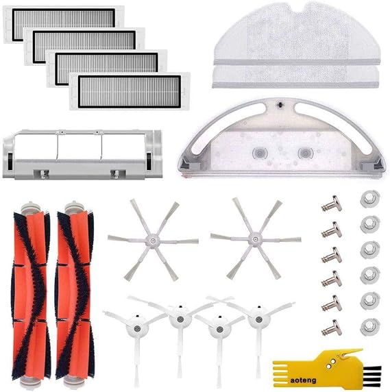 Accessory Kit for Roborock S5 S6 S50 S51 E25 E20 E35 Xiaomi Mi Robot Xiaomi Mijia Robotic Vacuum Replacement Parts 23 Pcs Pack of Main Brush & Side Brush & Filter & Water Tank