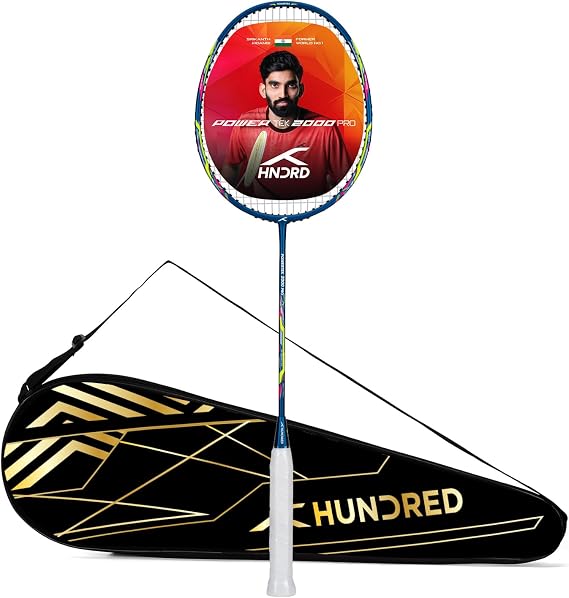 Hundred Powertek 2000 PRO Graphite Strung Badminton Racket with Full Racket Cover