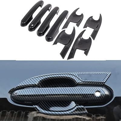 LEXLEY 8Pcs Carbon Fiber Style Door Handle Cover Trim Door Bowl Cover Exterior Accessories Compatible with Toyota 2020 2021 2022 2023 2024 2025 Highlander XLE LE L XSE Limited Platinum