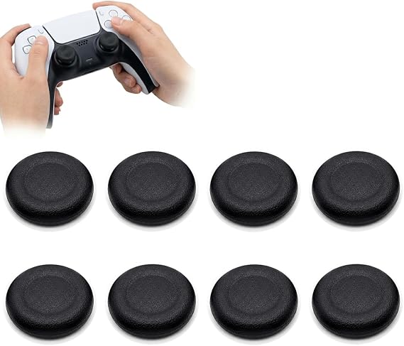 8PCS Thumb Grip Caps for PS5/PS4 Controller, Non-Slip Silicone Analog Stick Replacement Cover, Laser Textured Joystick Grips for PlayStation Portal/Steam Deck/ROG Ally, Black