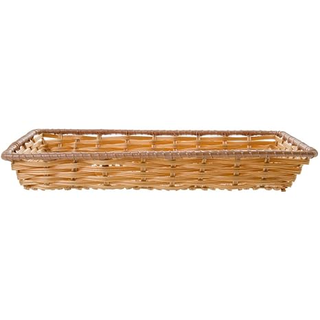 HUBERT Wicker Basket Rectangular Natural Plastic - 18"L x 12"W x 2 1/2"D