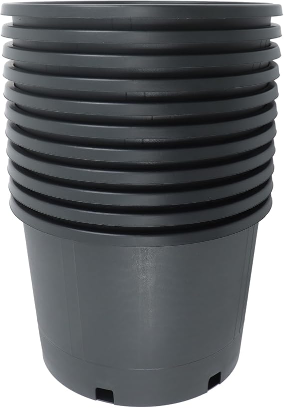 10 Pack 5 Gallon Squat Round Premium Nursery Pot Plant Flower Seedling Container Garden Planter Pots for Indoor Outdoor Plants Seedlings Flowers Vegetables Seedling Cuttings Succulents