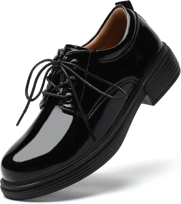 OKJ Oxford Shoes for Women Black Dress Lace Up Formal Work Uniform Shoes