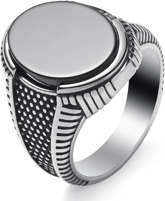 Mens Onyx Ring,Stainless Steel Signet Rings for Men,Black Onyx Agate Gemstone Rings Jewelry for Men Size 8-13