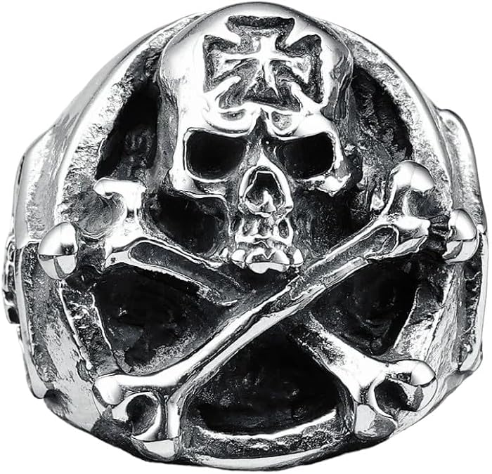 Buccaneer Skull Men Rings 316L Stainless Steel Officer Skeleton Rock Punk Party For Biker Male Friend Jewelry VHM1291