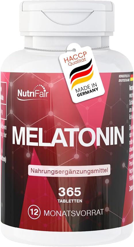 Melatonin 0.5 mg 365 Tablets Swallow-Friendly High Dosage 100% Vegan German Production & Laboratory Test