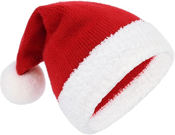 American Trends Baby Santa Hat - Kids Unisex Red Velvet Christmas Hat - for Xmas, New Year, Party Decoration