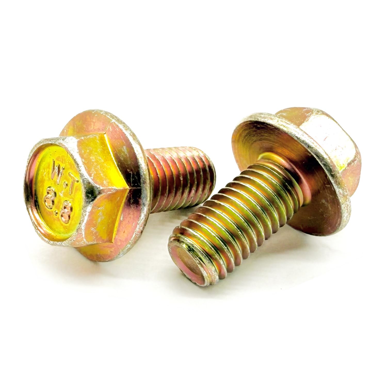 50 Pieces M8-1.25x16 Class 8.8 Hex Flange Bolts Screws UNC Coarse Full Threads Zinc Yellow