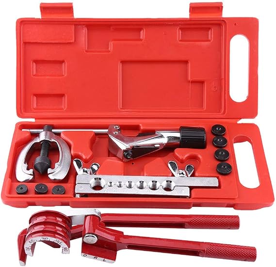 Acouto Flaring Tool with Bender, Flaring Tools 11pc Pipe Flaring Kit Brake Fuel Tube Repair Kit with Cutter Bending Tool Set Double Flaring Tool Kit