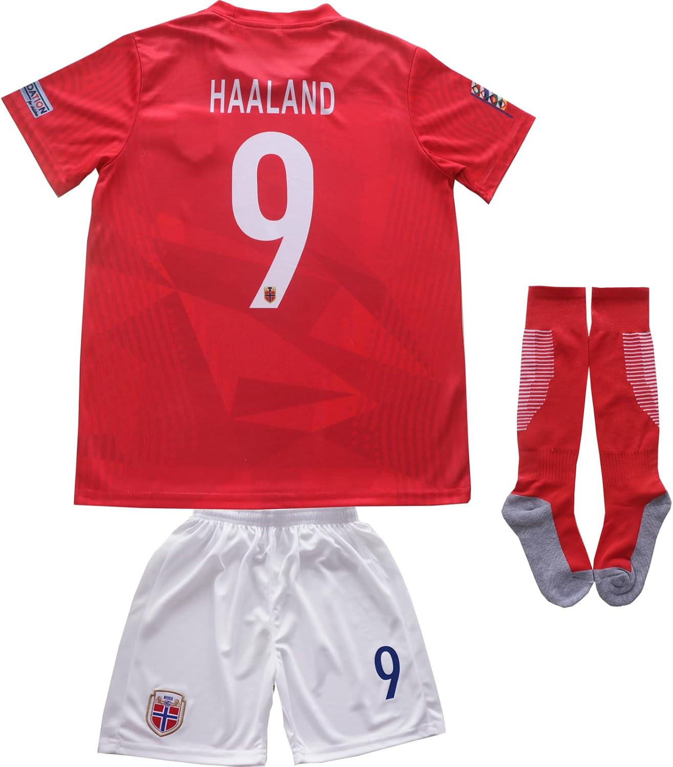 Youth Sportswear Norway 9 Haaland Kids Home Soccer JerseyShorts Football Socks Set