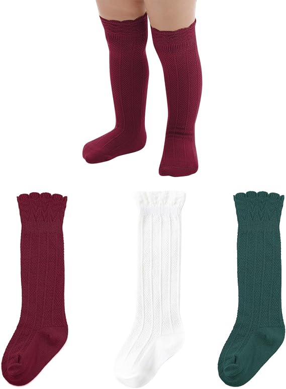 Zando Baby Knee High Socks Toddler Stockings Girls Long Ruffle Socks 0-4T