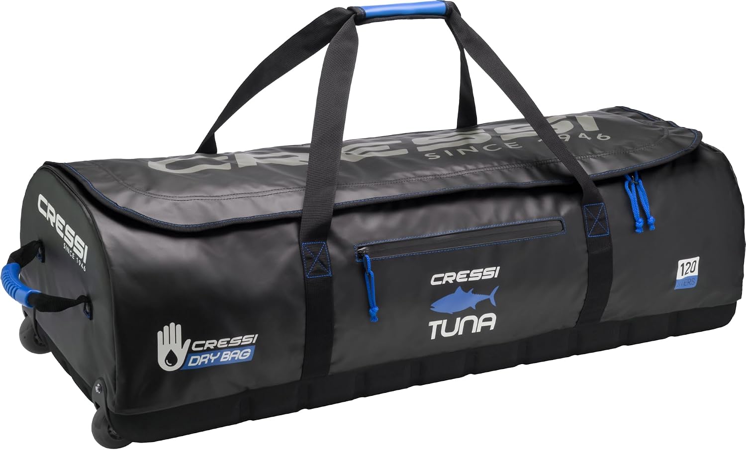 Cressi High-Capacity Wheeled Bag - Water Resistant - 120 Liters Capacity - Ideal for Scuba Diving and Water Sports Equipment - Tuna: Designed in Italy