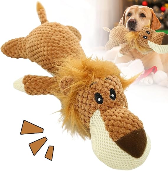 Coloday Dog Plush Toys for Aggressive Chewers, 2025 New Interactive Dog Toys for Heavy Chewers Durable Chew Toys Dog Plush Toy, Upgrade Dog Toys Indestructible Dog Puppy Squeaky Chew Toys Brown