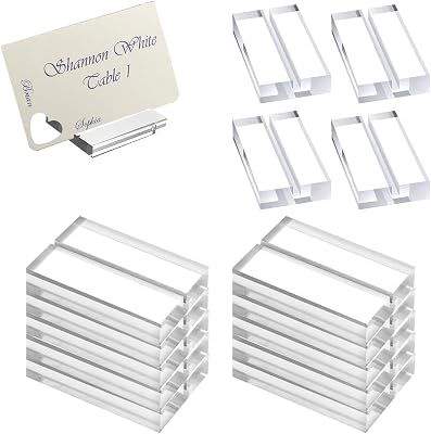 14 Pcs Acrylic Sign Holders, Clear Card Display Stands, Wedding Place Card Holders Table Number Stands for Photos Office Menu Meeting2 x 1.2 x 0.4in