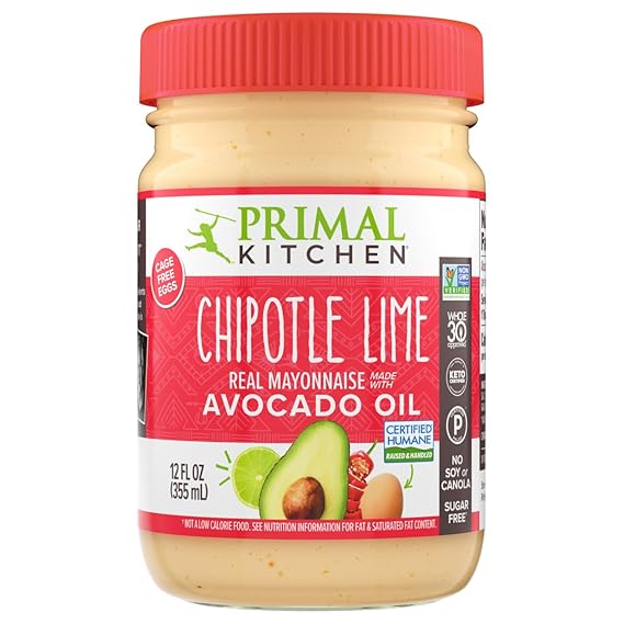 Primal Kitchen Chipotle Lime Mayo made with Avocado Oil, Whole30 Approved, Certified Paleo, and Keto Certified, 12 Ounces