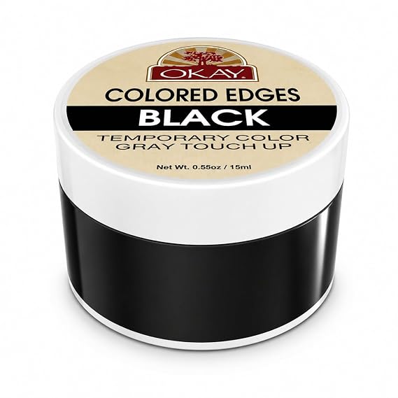 OKAY Colored Edges Black - Root Touch Up, Edge Control, Root Cover Up, Black Edge Gel, Gray Hair Cover Up For Women & Men, Hairline Coverage For Hair Loss, Thinning, Natural Look - 0.5 Oz (Pack Of 1)