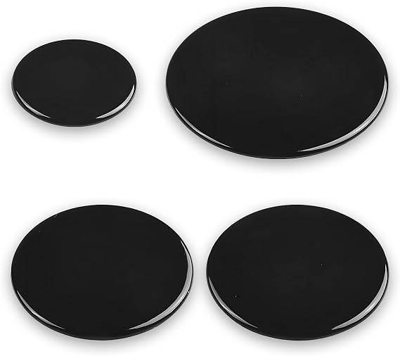 Cooker Hob Gas Burner Cap, 4Pcs Flat Cooker Hob Parts, 55mm 75mm 100mm Burner Flame Cap Lid Kit Suitable for SABAF Gas Stove Burner Kitchen Accessories (Black)