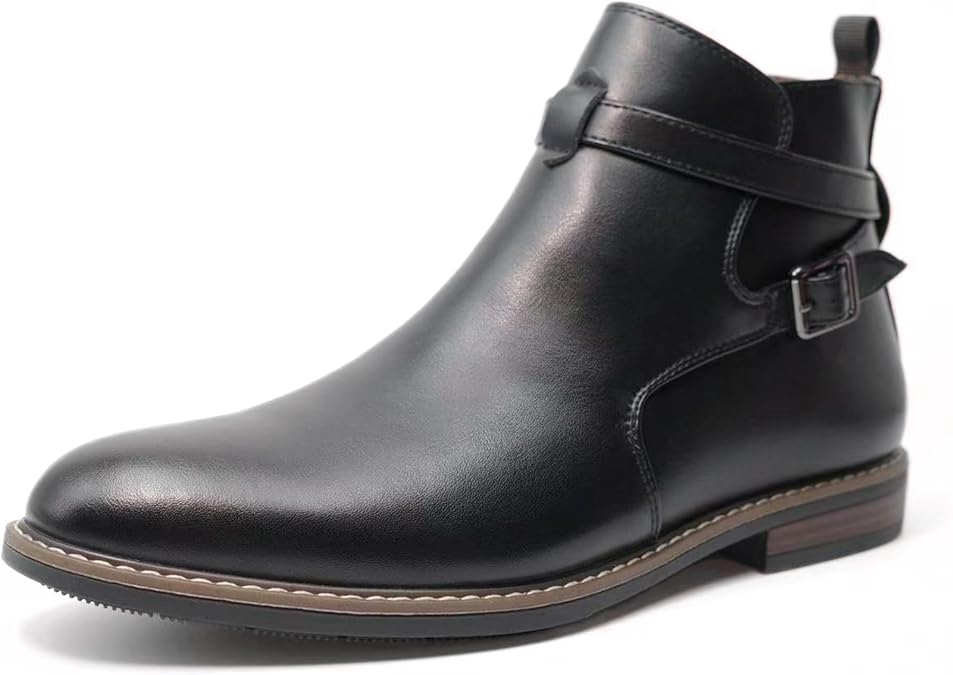 Finishing & Sewing Men's Buckle Strap Jodhpur Boots, Casual Chelsea Slip On Boots