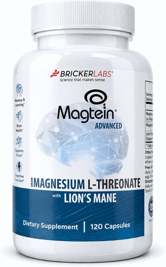 Bricker Labs Magtein & Lion's Mane Magnesium L-Threonate Supplement
