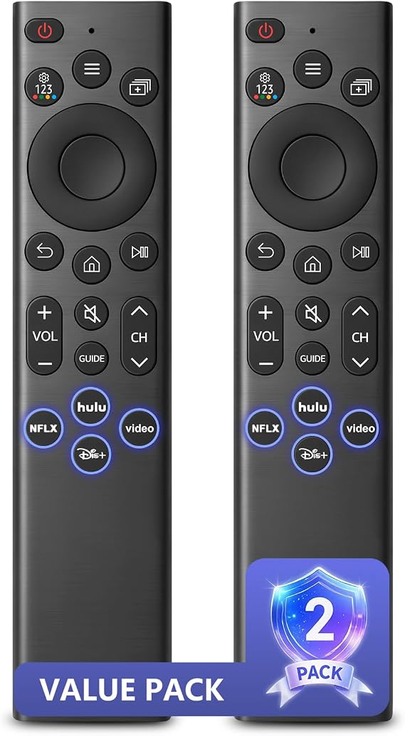 Universal Remote for Samsung TV Frame Curved Crystal QLED OLED Smart TVs | 2-Pack Multi-scene Backup, Works right out of the box, with Buttons for NFTL/YouTube/Video/Hulu Shortcut Keys