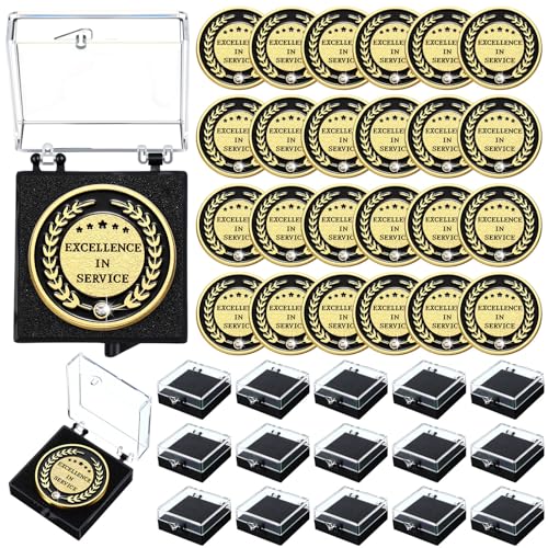 Siifert 48 Pcs Employee of the Month Lapel Pin Set 1.38 Inch Excellence in Service Enamel Pins with Box for Customer Service Staff Award Outstanding Coworker Team Recognition Gift