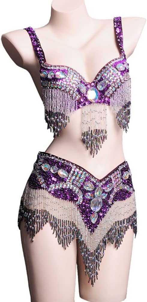 Fringe Belly Dance Costumes for Women Tribal Belly Performance Dresses Halloween Clothing Belly Dance Bra and Belt Set