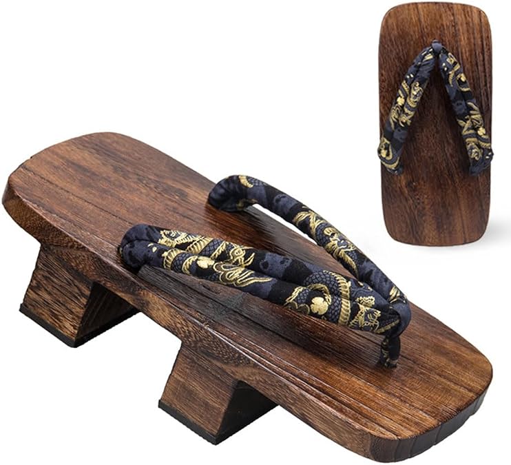 Flip-flops Wooden Clogs Slippers,Japanese Wooden Clogs Sandals,Clogs Kimono Slippers,Anti- skid Fashion Beach Height Heel,Floral Fragments Two Toothed Wooden Clogs