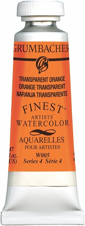 Grumbacher Finest Watercolor Paint, 14ml/0.47 oz., Transparent Orange (W005)