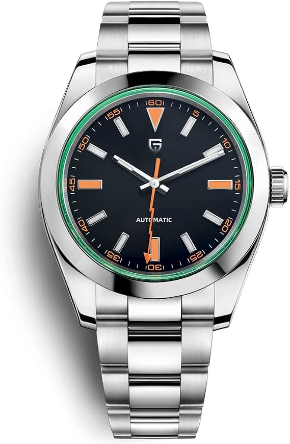 Pagani Design 1733 Men's Automatic Watches Japan Movement Green Glass Lightning Pointer Stainless Steel Band Waterproof Fashion Casual Self Winding Watch
