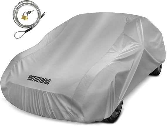 Motor Trend FlexCover Car Cover, Waterproof All-Weather SUV Truck Car Covers for Snow Ice Rain Sun UV Dust Hail Protection, Indoor/Outdoor Full Exterior Cover, Sedan Car Cover (Fits Up to 157" Length)