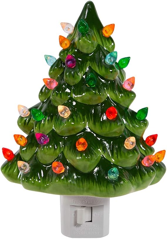 Kurt S. Adler 6-Inch Ceramic Green Tree Night Light